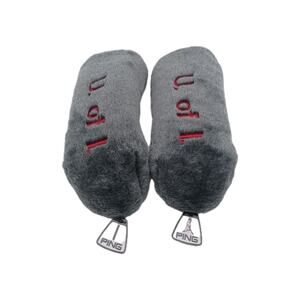 Lot of 2 Karsten Ping Plush Fuzzy Golf Club Head Cover Black U Of I Embroidered